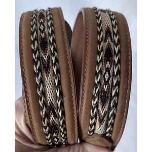 Nocona Brown Leather Belt Southwest Inlay Western Cowboy Sz 38 Silver 2426544